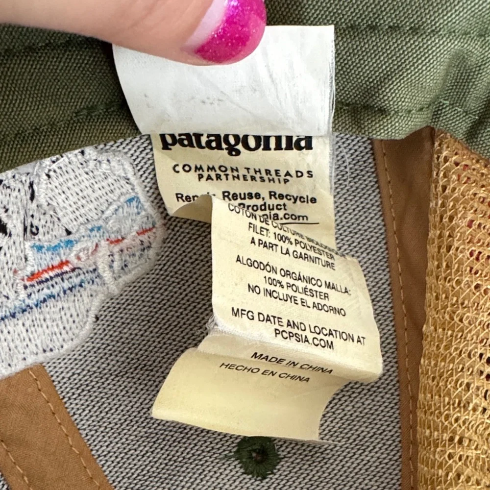 Patagonia Olive Green Trucker Hat with Multicolor Buffalo Patch - Picture 2 of 6